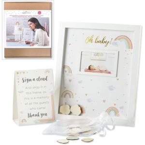 Kate Aspen Oh Baby Sign, Baby Shower Guest Book Frame Guest Book Alternatives, Nursery Decor, Baby Shower Decorations(Boho Rainbow)