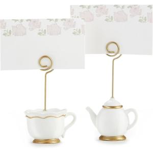 Kate Aspen, Place Card Holders, Tea Time Whimsy, Teapot and Teacup, Place Cards Included, Set of 6,Pink