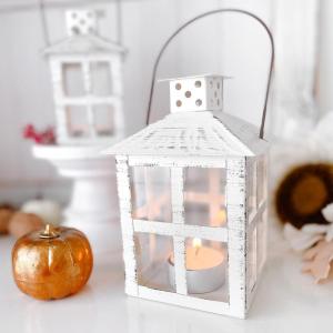 Kate Aspen Rustic Farmhouse Decor White Candle Holder Lantern Decorative (5 Inch), Wedding Decoration, Centerpiece Table Decorations, Home Decor, Shelf Decor, Fireplace Lantern(6 inch White Decorative Lantern)