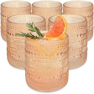 Kate Aspen Sage Green Hobnail Beaded Drinking Glasses Set of 6-10 oz Vintage Glassware Set Cocktail Glass Set, Juice Glass, Water Cups | Makes A Great Hostess Gift or Gift for New Home Owners(Rose Gold)