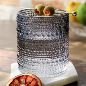 Kate Aspen Sage Green Hobnail Beaded Drinking Glasses Set of 6-10 oz Vintage Glassware Set Cocktail Glass Set, Juice Glass, Water Cups | Makes A Great Hostess Gift or Gift for New Home Owners(Smoke Grey)