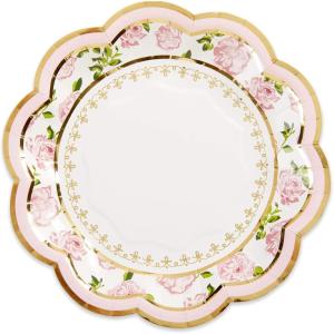 Kate Aspen Sage Green Party Decorations, Eucalyptus Floral Print 7 in. Decorative Premium Paper Plates (350 GSM weight -Set of 16) – Perfect for Greenery Baby Shower & Bridal Showers(Multicolor)