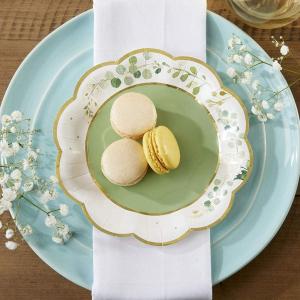 Kate Aspen Sage Green Party Decorations, Eucalyptus Floral Print 7 in. Decorative Premium Paper Plates (350 GSM weight -Set of 16) – Perfect for Greenery Baby Shower & Bridal Showers(7 Inch Plates)
