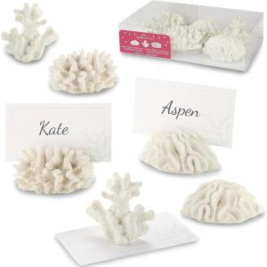 Kate Aspen Seven Seas Coral Place Card Holders – Set of 6 Coastal-Inspired Table Place Cards with Holders – Beach Wedding Decorations – Nautical Table Decor – Wedding Favors for Guests