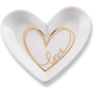 Kate Aspen Shaped Ceramic with Gold Foil Trinket Dish, Love Heart Small,(Small)
