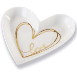 Kate Aspen Shaped Love Ceramic Gold Foil Trinket Dish, Heart Medium