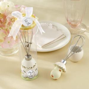 Kate Aspen Stainless-Steel Egg Whisk in Showcase Gift Box Baby Shower Favor, Silver/White(Silver/White-4PCS)