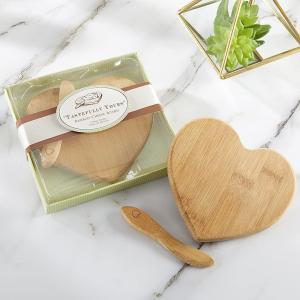 Kate Aspen Tastefully Yours Heart-Shaped Bamboo Cheese Board, Miniature Cutting Board, Sage Green/Brown, 4.5″ H x 5″ W, One Size(Heart-Shaped Cheese Board)