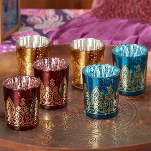 Kate Aspen Tea Light Holder, Vintage Pink Glass Tealight Candle Holders, Perfect Favors Decoration fpr Wedding, Bachelorette, Bridal Shower – (6 Sets of 4, 24 Pieces)(Indian Jewel Henna)