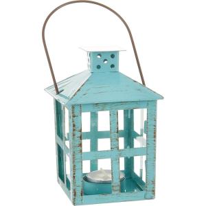 Kate Aspen Vintage Distressed Decorative Lantern, Blue, Extra Large (Pack of 1)(6 Inch Blue Decorative Lantern)