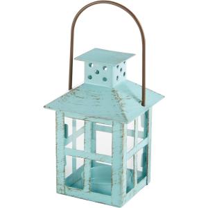 Kate Aspen Vintage Distressed Decorative Lantern, Blue, Extra Large (Pack of 1)(Small)