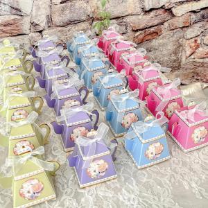 Kate Aspen Vintage Floral Tea Party Teapot Favor Boxes (Set of 24) – Perfect for Wedding Favors For Guests, Bridal Showers Brunches, Baby Showers, Birthdays(Floral-Assorted Colors)