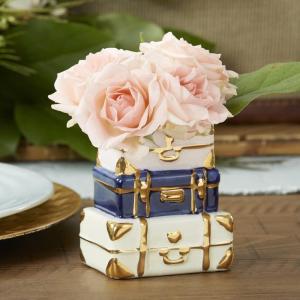 Kate Aspen Vintage Tea Party Antique Look Ceramic Bud Vase (Medium), Party Favor, Take Home Gift, Wedding Decoration, Table Decor, Bridal Shower Decorations(Suitcase)