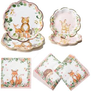 Kate Aspen We Can Bearly Wait Baby Shower Plates and Napkins Party Decorations Plates & Napkins; Adorable & Classic Teddy Bear Baby Shower (62 Piece – 16 Guests)(Woodland-pink)