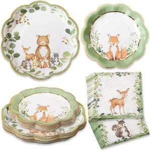 Kate Aspen We Can Bearly Wait Baby Shower Plates and Napkins Party Decorations Plates & Napkins; Adorable & Classic Teddy Bear Baby Shower (62 Piece – 16 Guests)(Woodland)