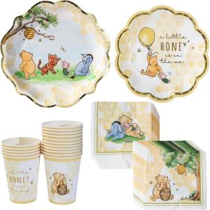 Kate Aspen We Can Bearly Wait Baby Shower Plates and Napkins Party Decorations Plates & Napkins; Adorable & Classic Teddy Bear Baby Shower (62 Piece – 16 Guests)(Honey Bear)