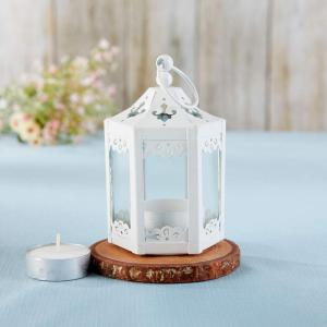 Kate Aspen White Hexagon Mini Decorative (Set of 6) -Rustic Wedding Décoration or Home Mixed 4.5 inch Lanterns