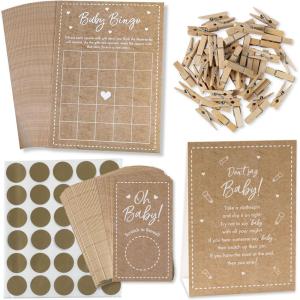 Kate Aspen Woodland Baby, One Size, Shower Advice Card & Game (Set of 50)(Kraft Baby Shower Game Set)