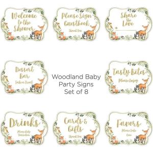 Kate Aspen Woodland Baby Shower Decorations, Decor Sign Kit (8 Different Signs, Welcome Baby Shower Sign and more)