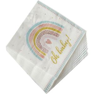 Kate Aspen Woodland Baby Shower Decorative Paper Napkins, Thick Decorative Dinner Napkins, Luncheon Serveware, 2 ply, 30 Count (Pack of 1)(Boho Rainbow)