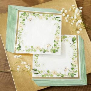 Kate Aspen Woodland Baby Shower Decorative Paper Napkins, Thick Decorative Dinner Napkins, Luncheon Serveware, 2 ply, 30 Count (Pack of 1)(Sage Green Eucalyptus)
