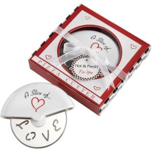 Kate Aspen “A Slice of Love” Stainless Steel Pizza Cutter Wheel in Miniature Pizza Box, Wedding Favor, Bridal Shower Favor, Stocking Stuffers, Guest Prizes