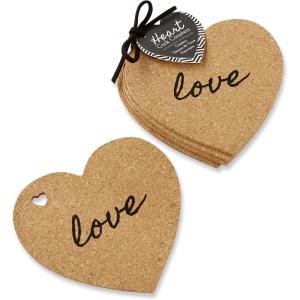Kate Aspen “Heart” Cork Coasters, Set of 4(1 Set)