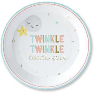Twinkle Twinkle Baby Shower Party Kit – 153 Pc Plates, Napkins, Invitations, Cups & Games for 16 Guests(9 in. Paper Plates)