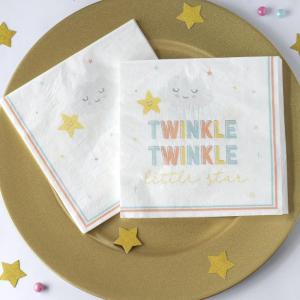 Twinkle Twinkle Baby Shower Party Kit – 153 Pc Plates, Napkins, Invitations, Cups & Games for 16 Guests(Napkins)