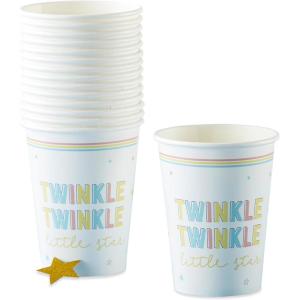 Twinkle Twinkle Baby Shower Party Kit – 153 Pc Plates, Napkins, Invitations, Cups & Games for 16 Guests(Paper Cups)