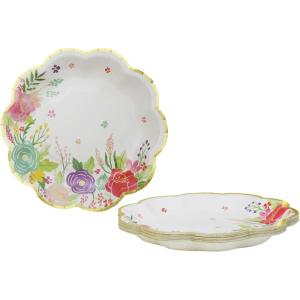 Kate Aspen Garden Blooms 9 in. Premium Decorative Paper Plates | Party Supplies (350 GSM weight -Set of 16) – Perfect for Weddings, Bridal Brunches, Bridal/ Baby Showers(7 in. Floral Paper Plates)
