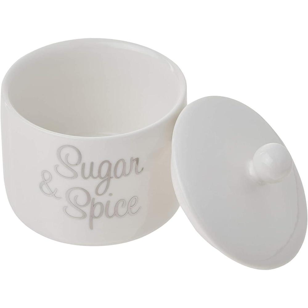 imageKate Aspen Ceramic Sugar ContainerBowl Spice and Everything Nice White with Silver Foil one sizePack of 1