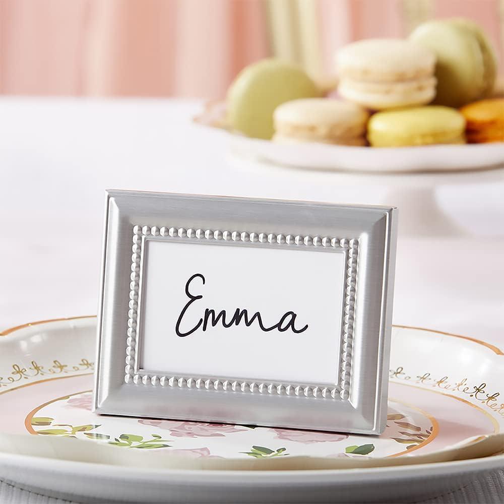 imageKate Aspen Beaded Mini Silver Picture FramesPlace Card Holder Wedding Decor Wedding Favors Tabletop Photo Holders Set of 6 As seen in the hit movie 27 DressesSilver Set of 6