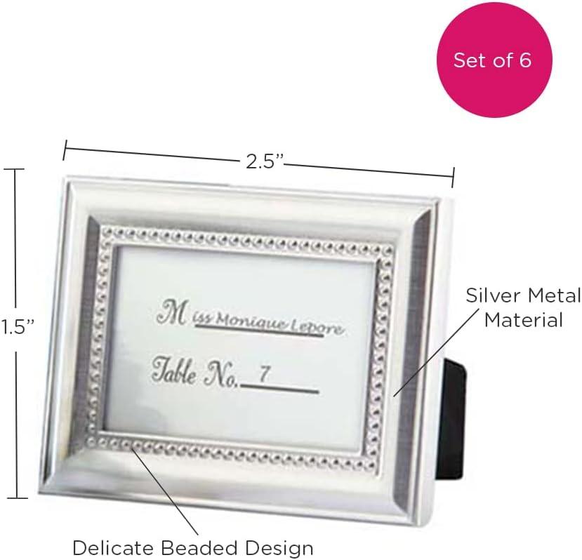 imageKate Aspen Beaded Mini Silver Picture FramesPlace Card Holder Wedding Decor Wedding Favors Tabletop Photo Holders Set of 6 As seen in the hit movie 27 DressesSilver Set of 6