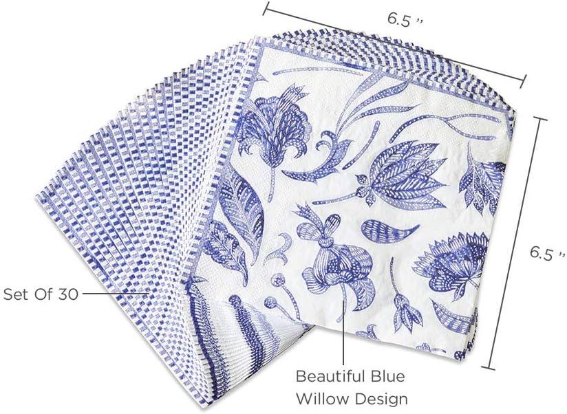 imageKate Aspen Blue Willow 7 in Decorative Premium Paper Plates 350 GSM weight Set of 16 Perfect for Bridal Showers and WeddingsBlue