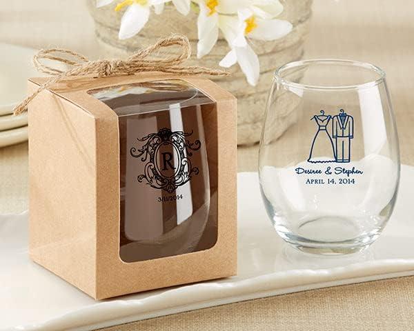 imageKate Aspen Gold Shimmer Display Gift Box GiftParty Favor can hold 9 oz Stemless Wine Glass Set of 12Kraft