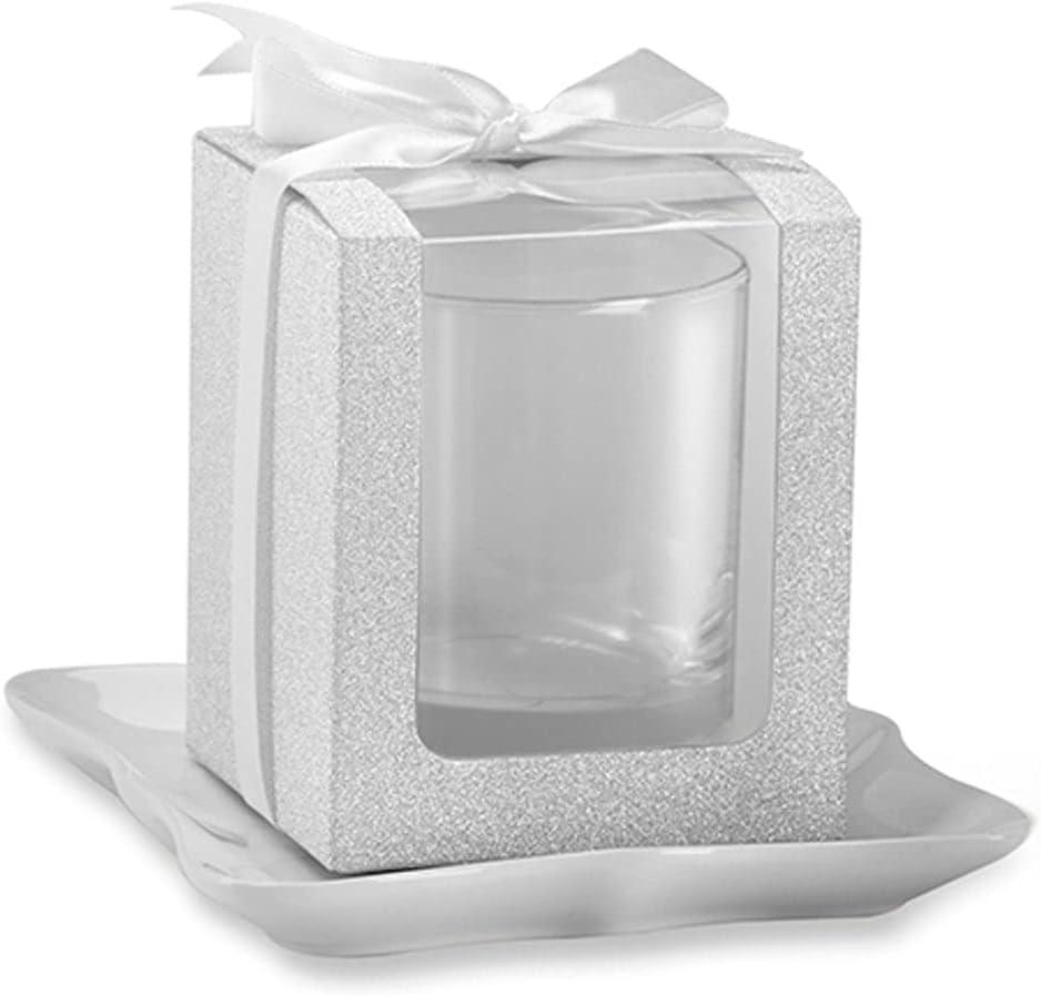 imageKate Aspen Gold Shimmer Display Gift Box GiftParty Favor can hold 9 oz Stemless Wine Glass Set of 12Silver