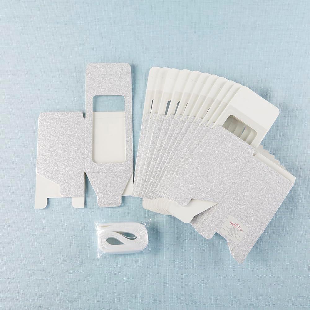 imageKate Aspen Gold Shimmer Display Gift Box GiftParty Favor can hold 9 oz Stemless Wine Glass Set of 12Silver Shimmer