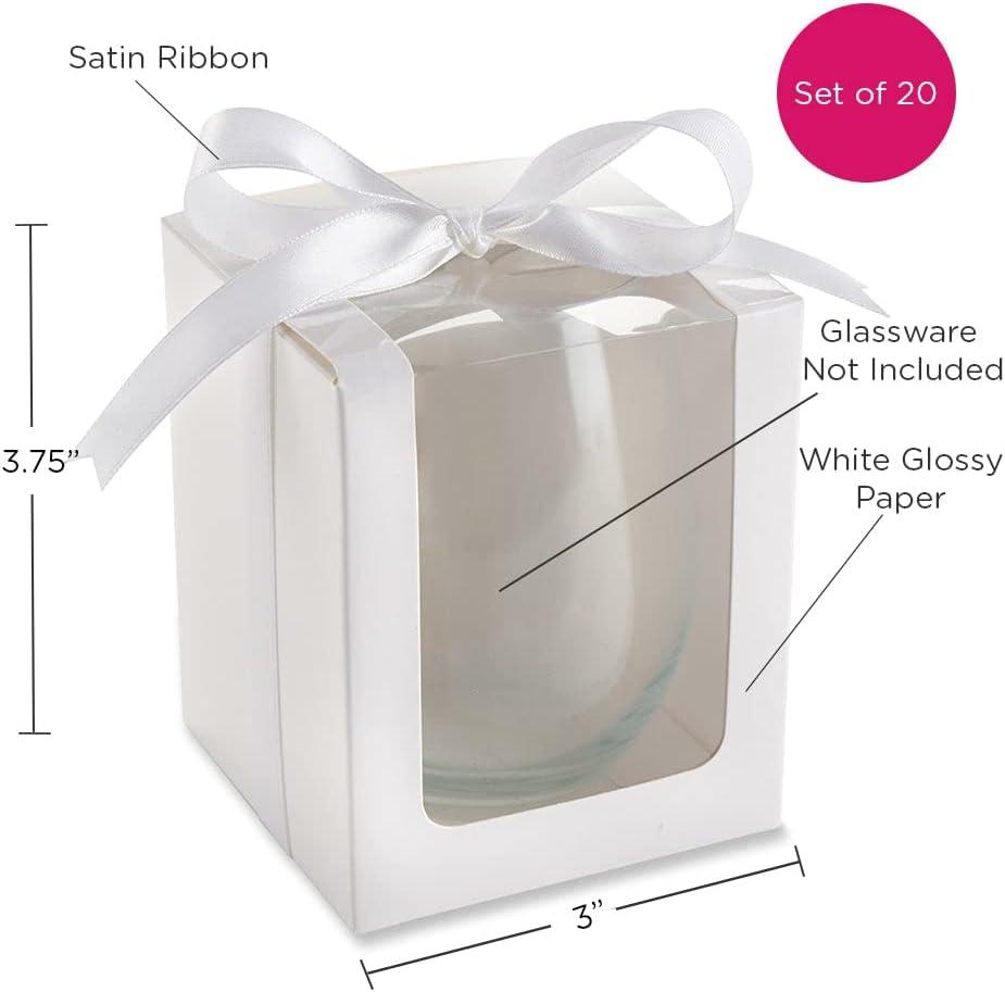 imageKate Aspen Gold Shimmer Display Gift Box GiftParty Favor can hold 9 oz Stemless Wine Glass Set of 12White
