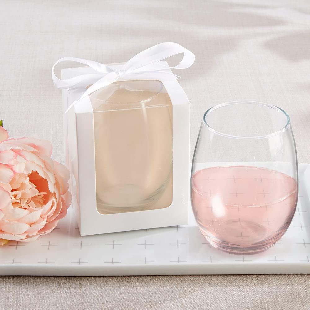 imageKate Aspen Gold Shimmer Display Gift Box GiftParty Favor can hold 9 oz Stemless Wine Glass Set of 12White