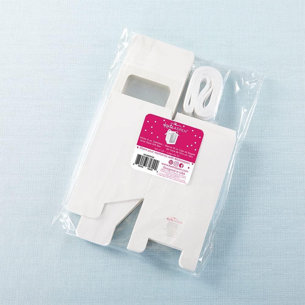 imageKate Aspen Gold Shimmer Display Gift Box GiftParty Favor can hold 9 oz Stemless Wine Glass Set of 12White