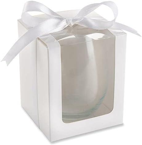 imageKate Aspen Gold Shimmer Display Gift Box GiftParty Favor can hold 9 oz Stemless Wine Glass Set of 12White