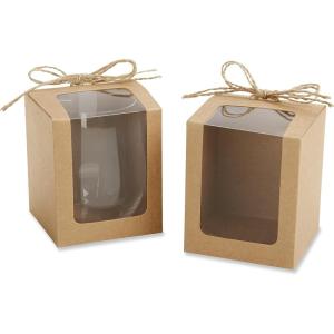 Kate Aspen, Gold Shimmer Display Gift Box, Gift/Party Favor, can hold 9 oz. Stemless Wine Glass (Set of 12)(Kraft)