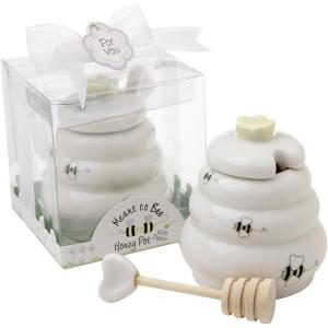 Meant to Bee Ceramic Honey Pot with Wooden Dipper(1PC)