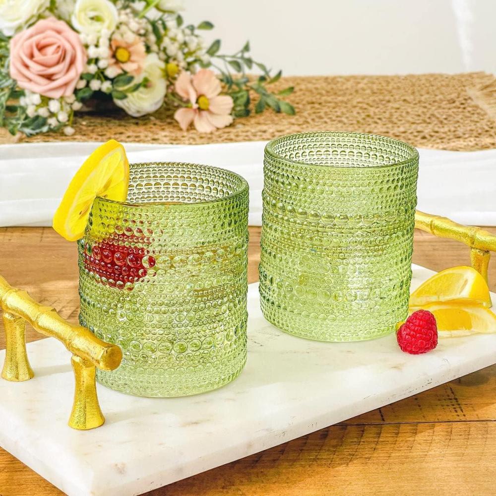imageKate Aspen MultiColor Hobnail Beaded Drinking Glasses Set of 24 10 oz Vintage Glassware Set Cocktail Glass Set Juice Glass Water Cups Makes A Great Hostess Gift or Gift for New Home OwnersSage Green