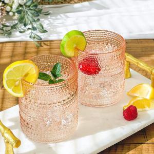 Kate Aspen Multi-Color Hobnail Beaded Drinking Glasses Set of 24, (10 oz) Vintage Glassware Set Cocktail Glass Set, Juice Glass, Water Cups | Makes A Great Hostess Gift or Gift for New Home Owners(Rose Gold)
