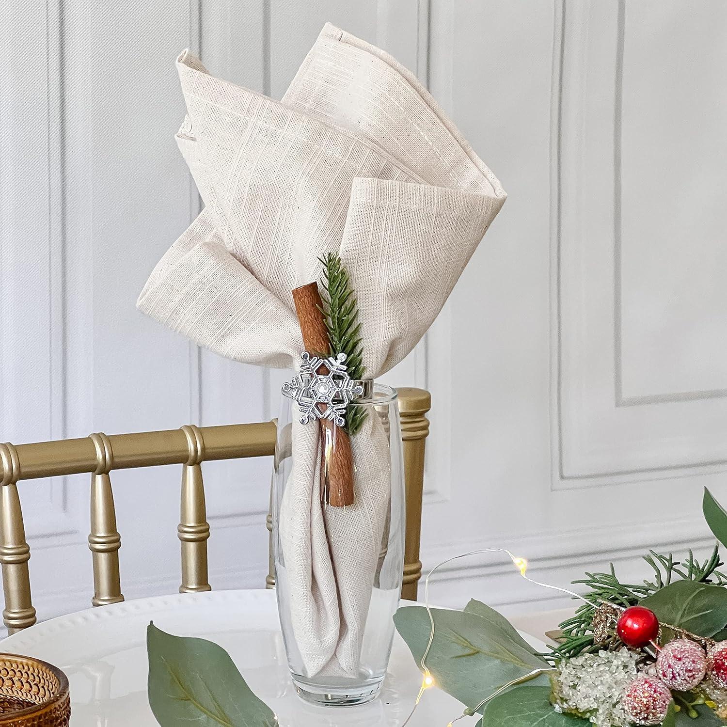 imageKate Aspen Sparkling Silver Snowflake Christmas Napkin Rings Set of 4 Christmas Table Decorations Napkin Holders