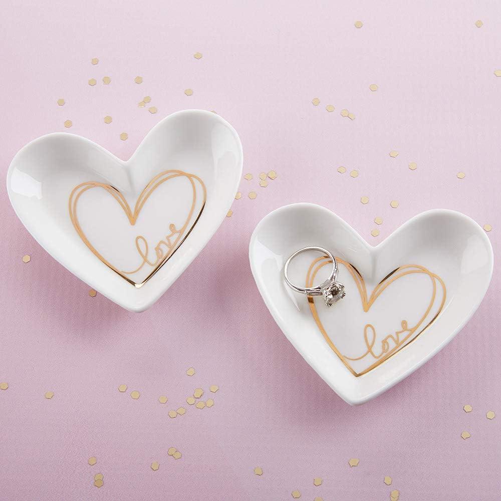 imageKate Aspen Jewelry Tray Ring Holder Set of 12 Heart Shaped Trinket Dish for Bridal Shower Weddings Birthdays Party SmallHeart Shaped Small
