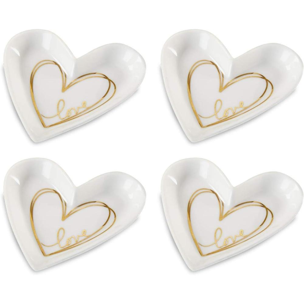imageKate Aspen Jewelry Tray Ring Holder Set of 12 Heart Shaped Trinket Dish for Bridal Shower Weddings Birthdays Party SmallHeart Shaped Small