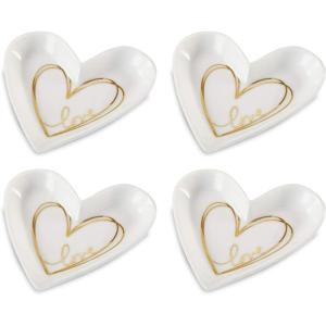 Kate Aspen Jewelry Tray Ring Holder – Set of 12 – Heart Shaped Trinket Dish for Bridal Shower, Weddings, Birthdays Party- Small(Heart Shaped – Small)